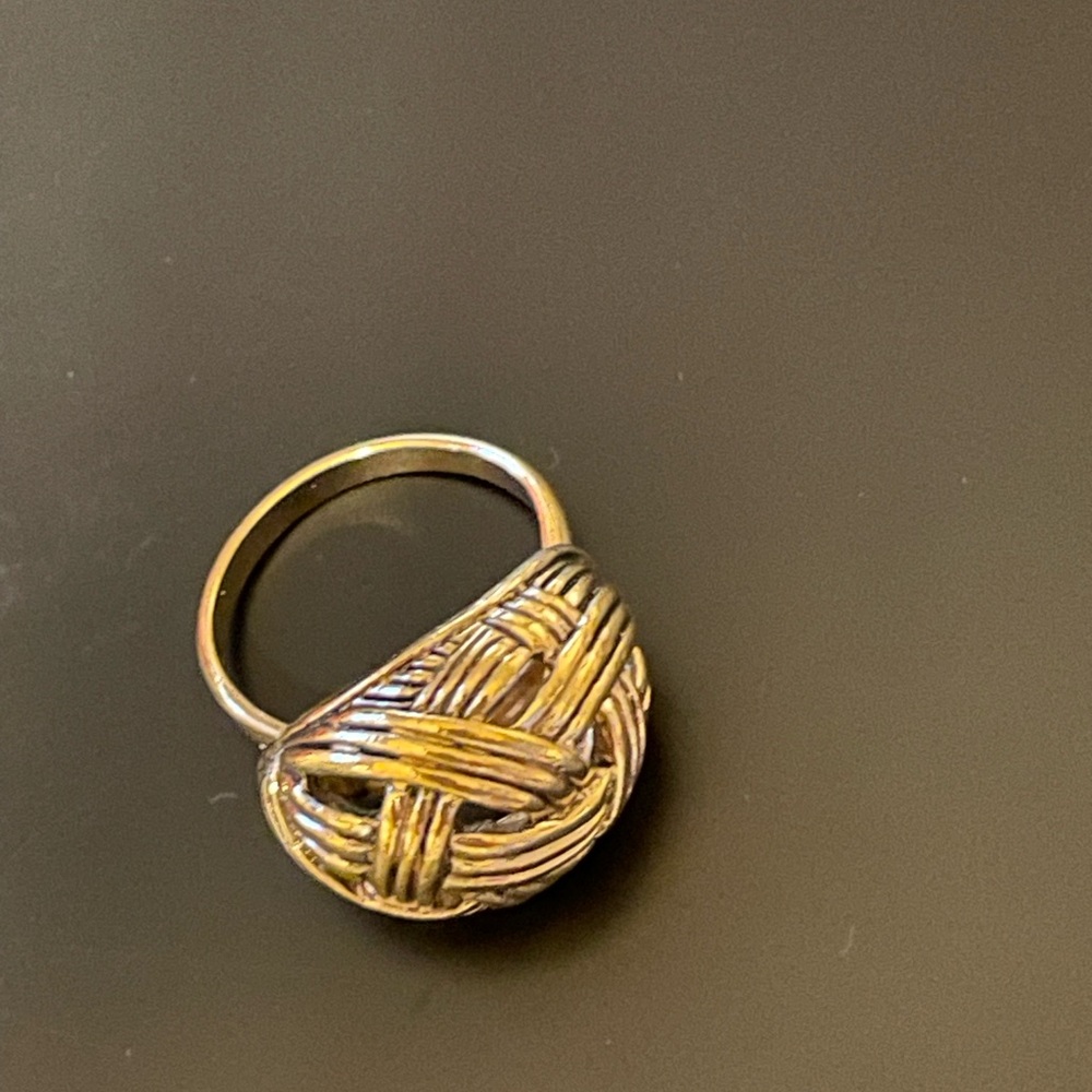 Vintage Sarah Coventry Ring: 1970s Weaved Gold Tone, Adjustable Sz 8